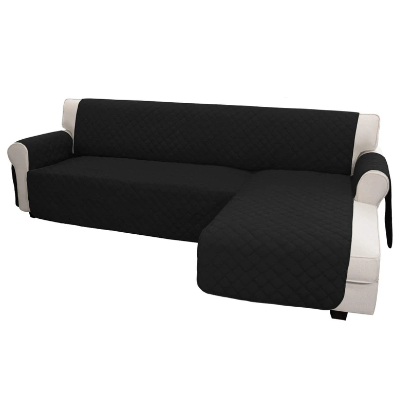 Easy-Going Sofa Slipcover L Shape Sofa Cover Sectional Couch Cover Chaise Lounge Slip Cover Reversible Sofa Cover Furniture Protector Cover for Pets Kids Children Dog Cat (Small,Black/Black)