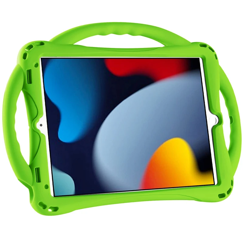 TOPESCT iPad 10.2 case, iPad 9th/8th/7th Generation Case for Kids, Built-in Handle Stand, Comes with a Strap, Silicone Shockproof iPad 10.2 inch 2021 Case (Green) - Image 1