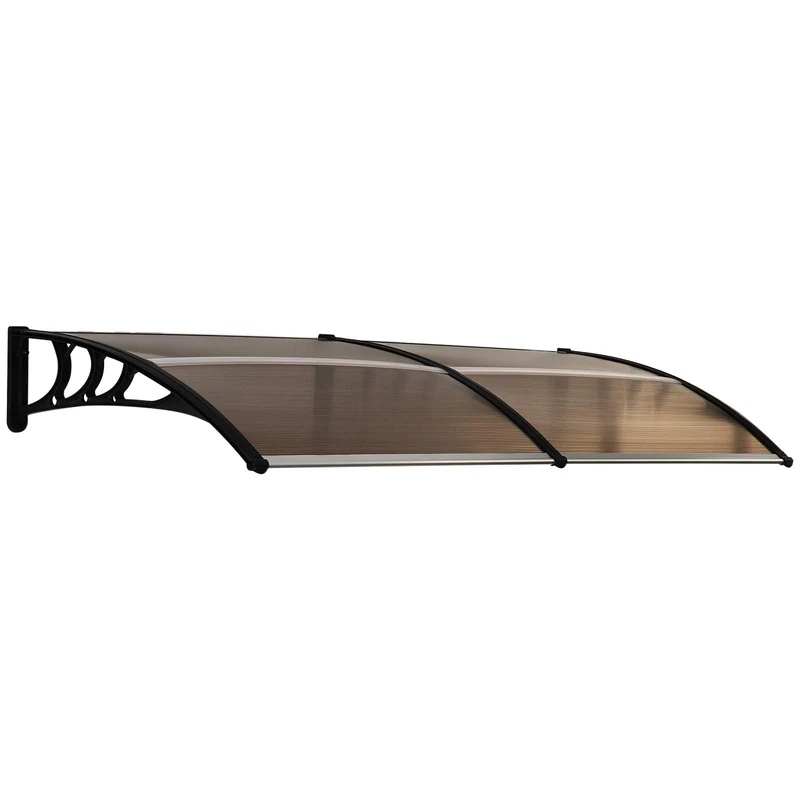 Outsunny 0.8 x 2m Curved Window Door Canopy Patio Porch Outdoor Awning Rain Snow Shelter Modern Design Brow