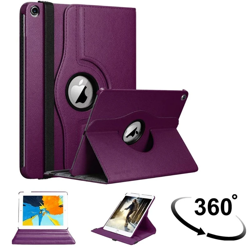 WorldBiz Case For iPad Pro 12.9" (1st and 2nd Generation 2015 and 2017) 360° Rotating Total Protection Cover With Folding Stand Function. Colour: Purple
