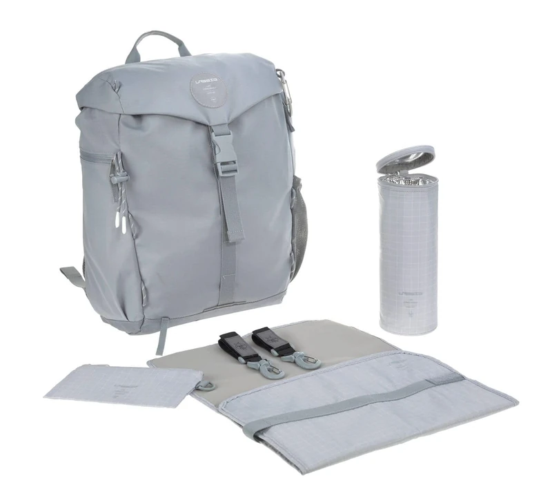 Lässig Outdoor Hiking Diaper Backpack Sustainable Fabric Grey, 850 g