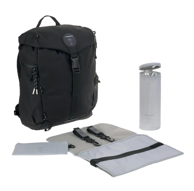 Lassig Outdoor Hiking Diaper Backpack - Sustainable Black