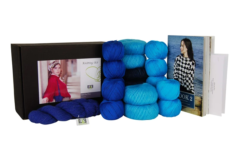 DesignEtte Knitting kit Girl on Fire 100 Percent Mercerized Egyptian Cotton Superkid Mohair Silk And Shetland Wool Blend 2X-Large 3X-Large Turquoise/Blue No-s-2719