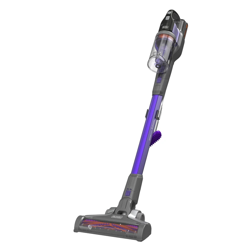 BLACK+DECKER BDPSE1815P-QW Cordless Vacuum Cleaner Lithium Battery 2in1 Broom and Vacuum Cleaner Portable Separable Accessories, Anti-Tangle Technology and Pet System, 500ml 18V, 27Wh, Metallic Purple