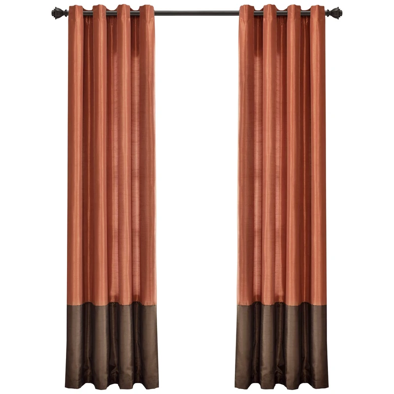 Lush Decor, 54 x 95, Brown/Rust White/Gray Prima Window Curtains Panel Set for Living, Dining Room, Bedroom (Pair), 54 x 95-inch