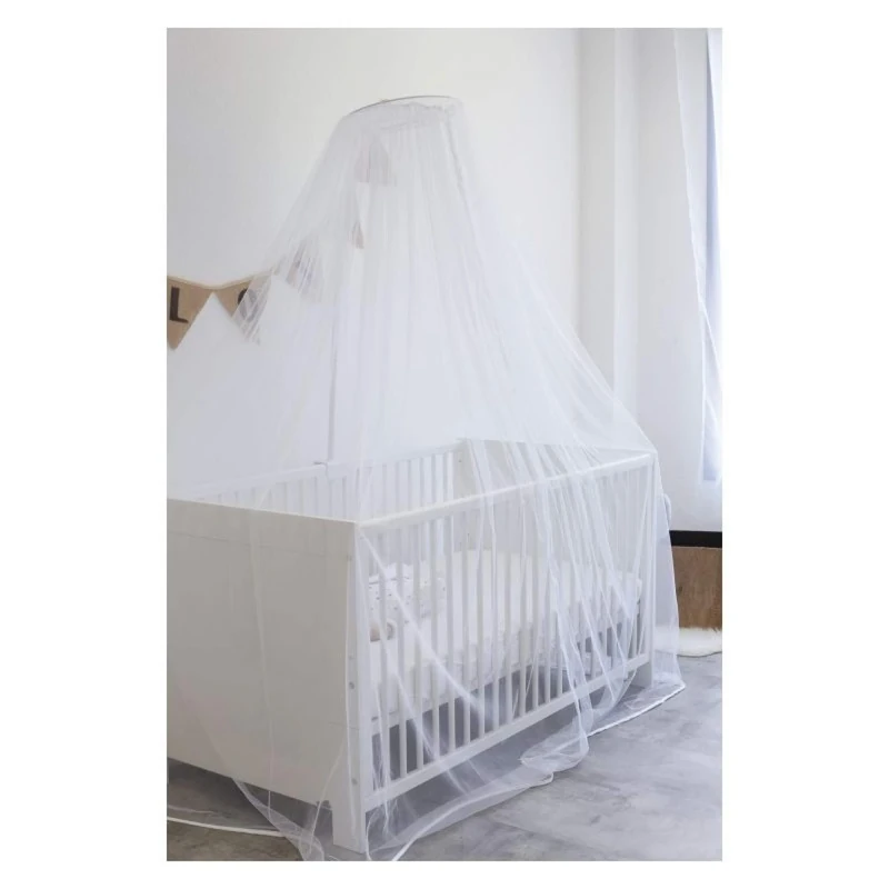 Trois Kilos Sept - Mosquito net with zip for cot - Canopy - Anti-mosquito net for tigers, insects - Adjustable height - Universal support - Wash at 30° - 100% Polyester - White