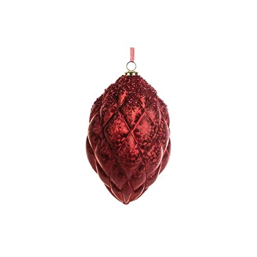 EUROCINSA Ref. 27216 Pineapple Pendant Glass Red-Matte with Stones and Paillettes 15 x 23 cm 2 Units, One Size