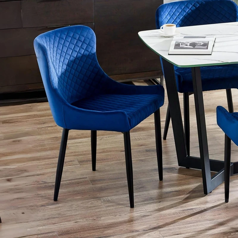 Julian Bowen Luxe Chair Set of 2 - Blue/Black - Elegant and Comfortable Seating for Dining Rooms