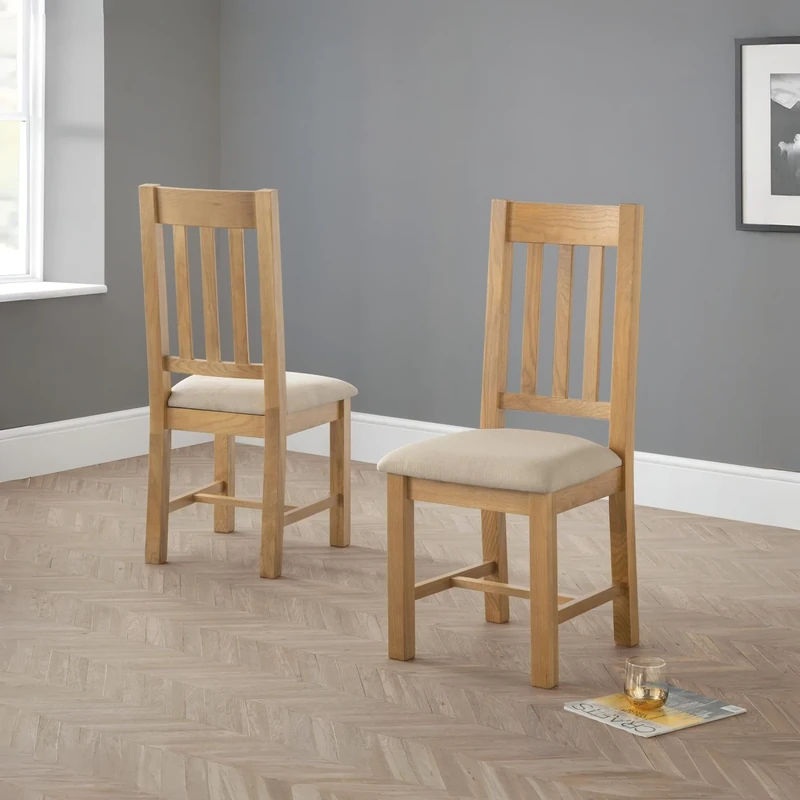 Julian Bowen Set Of 2 Hereford Dining Chairs - Oak/ Taupe