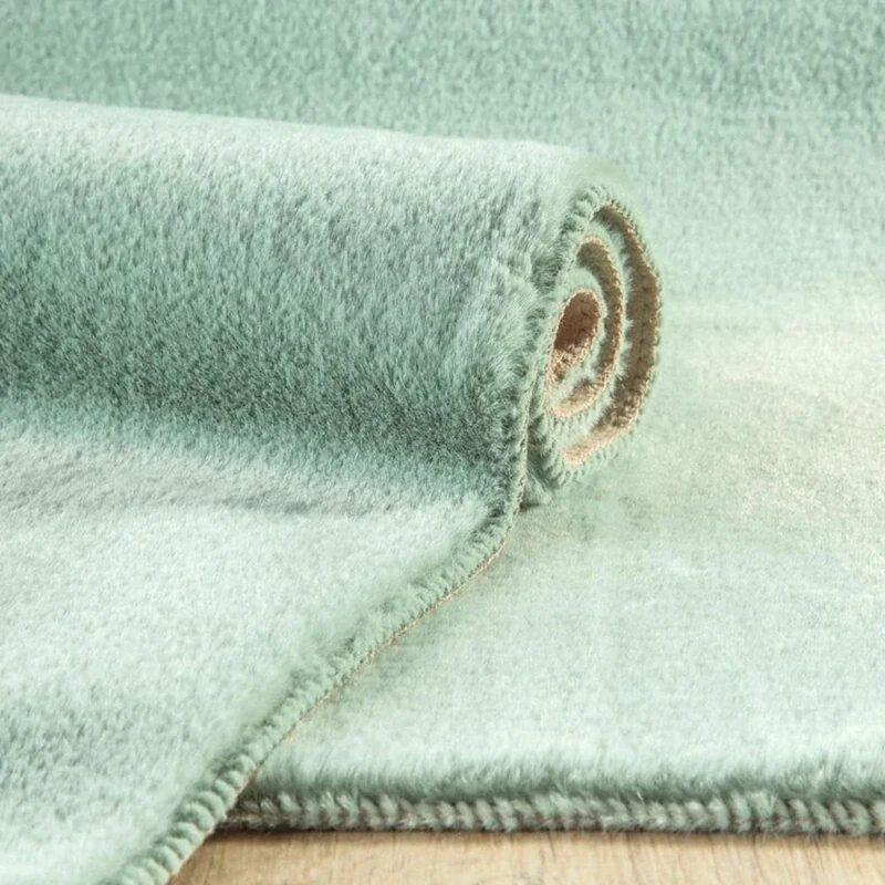 Eurofirany Decorative Rug Doormat Runner Bath Mat Living Room Bedroom Kitchen Rectangular Faux Fur Soft, Mint, 50 x 70 cm - Image 1
