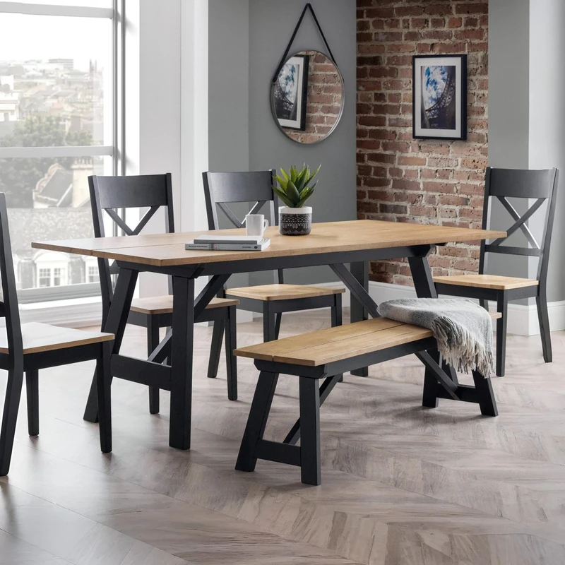 Julian Bowen Hockley Dining Table, Black/Oak