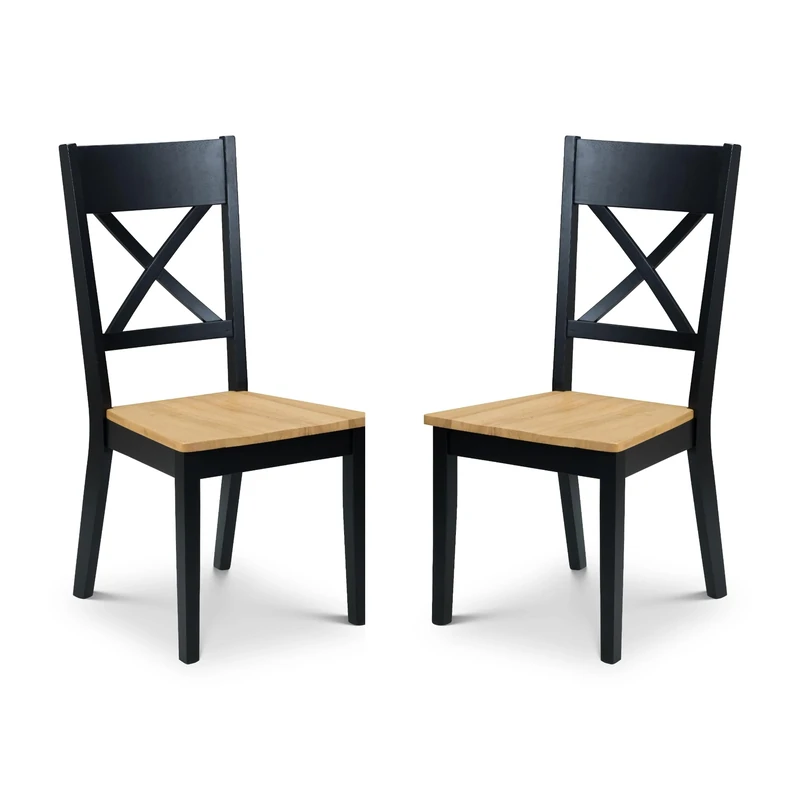 Julian Bowen Hockley Set of 2 Chairs, Black/Oak