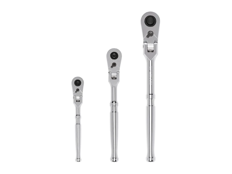 TEKTON 1/4, 3/8, 1/2 Inch Drive Flex Head Quick-Release Ratchet Set (3-Piece) | SRH92103