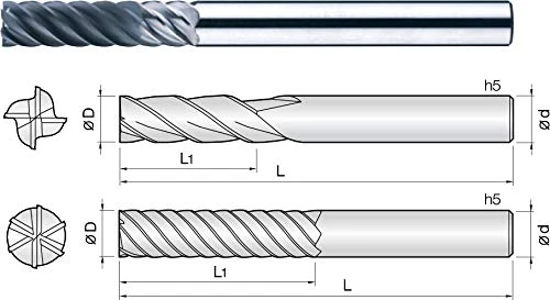 10 mm diameter, VHM radius cutter Helix 30° with diamond coating 4 cutting edges. - Image 1