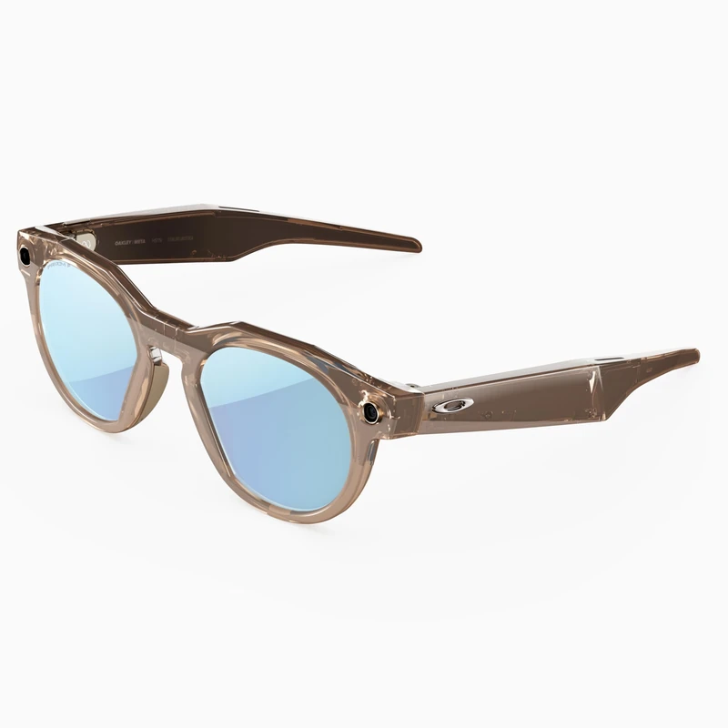 Oakley Meta HSTN AI Glasses for Men, Women — Sport & Lifestyle Eyewear — 12 MP Camera, 60fps Video, Open-Ear Audio, Meta AI — Brown Smoke/Prizm™ Deep Water Polarized Lenses