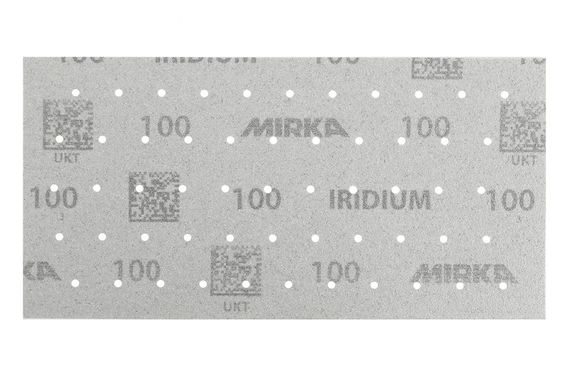 Mirka Iridium Premium Sandpaper 115x230mm / Grip / 55-hole / Grit 100 / 50 pcs / For sanding paint, putty, primer, wood, steel, mineral-based materials, plastic