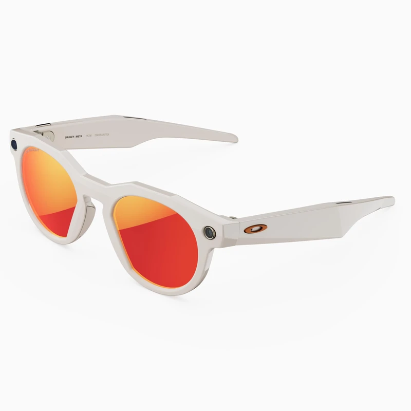 Oakley Meta HSTN AI Glasses for Men, Women — Sport & Lifestyle Eyewear — 12 MP Camera, 60fps Video, Open-Ear Audio, Meta AI — Warm Grey/Prizm™ Ruby Lenses