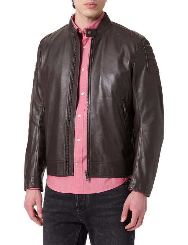 BOSS Men's Jomoto Leather_Outerwear, Open Brown241, 46