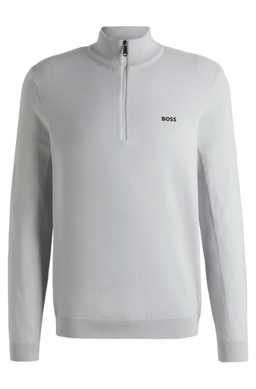 BOSS Men's Momentum-X QZ Dry Flex Troyer Collar Logo Pullover, Light/Pastel Grey54, 3XL