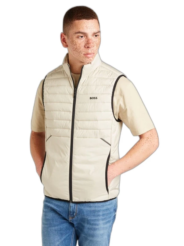 BOSS Men's V Thor 2 Water Resistant Vest with Tonal Logo, Dark Grey27, Small