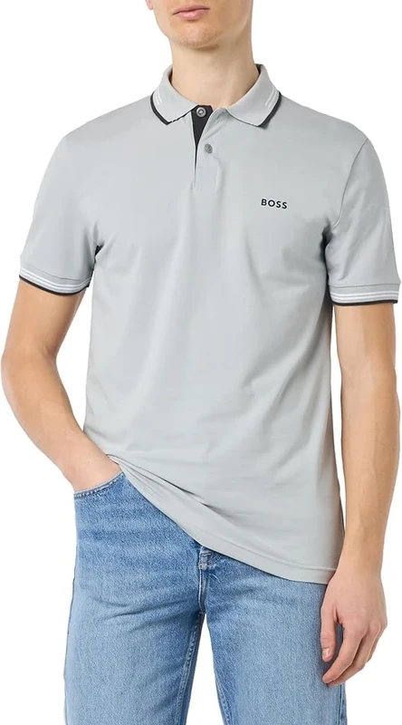 BOSS Men's Paul Polo Shirt, Light/Pastel Grey54, 3XL