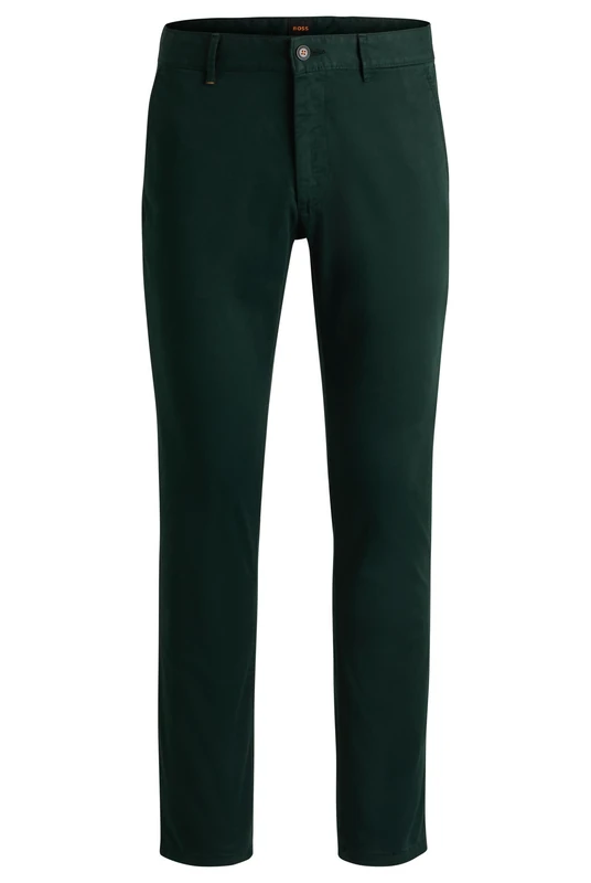 BOSS Mens Chino Slim Slim-fit Chinos in Stretch-Cotton Satin