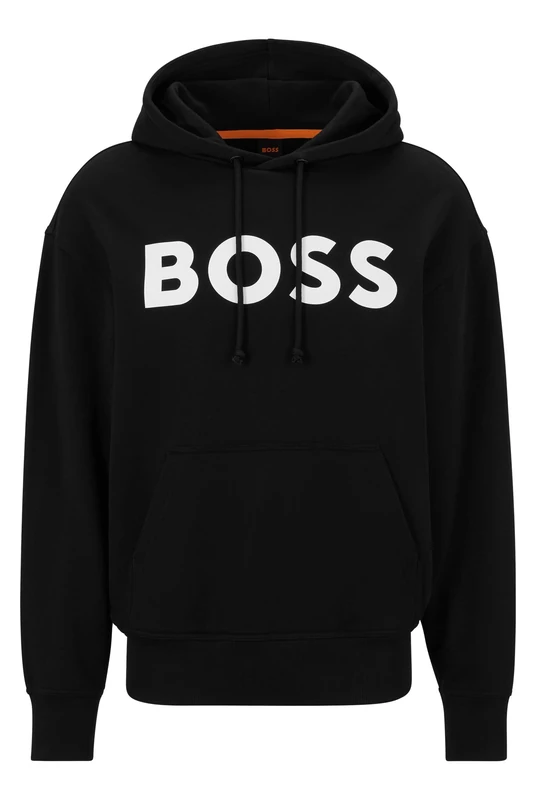 BOSS Men's Webasic Hoodie, Cotton Terry with Oversized Logo, Open Green368, S