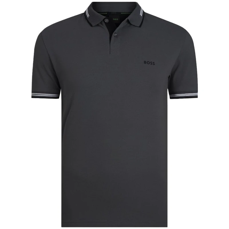 BOSS Men's Paul Polo Shirt with Curved Logo Polo Shirt, Dark Grey27, M
