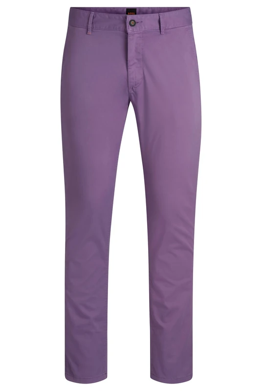 BOSS Mens Chino Slim Slim-fit Chinos in Stretch-Cotton Satin