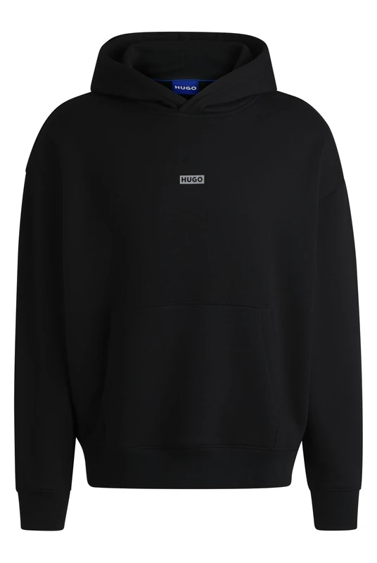 HUGO Mens Nazardo Cotton-terry loose-fit hoodie with logo details