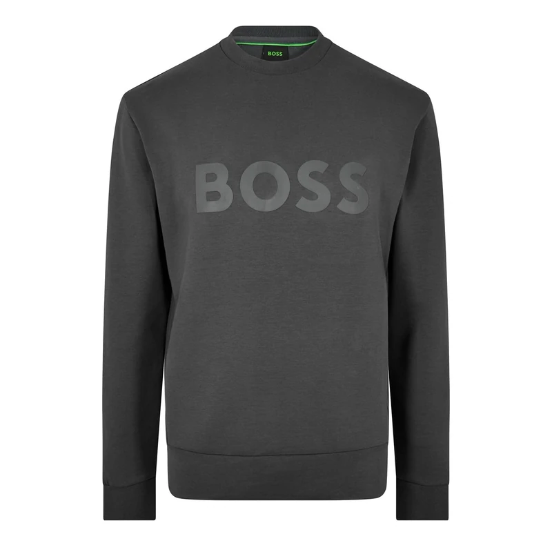 BOSS Men's Salbo Stretch Cotton Sandwich Logo Sweatshirt, Dark Grey27, XS
