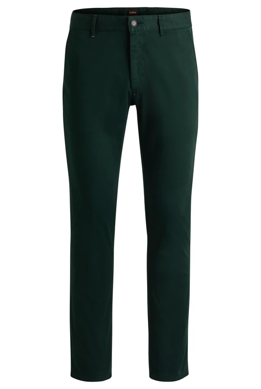 BOSS Mens Chino Slim Slim-fit Chinos in Stretch-Cotton Satin