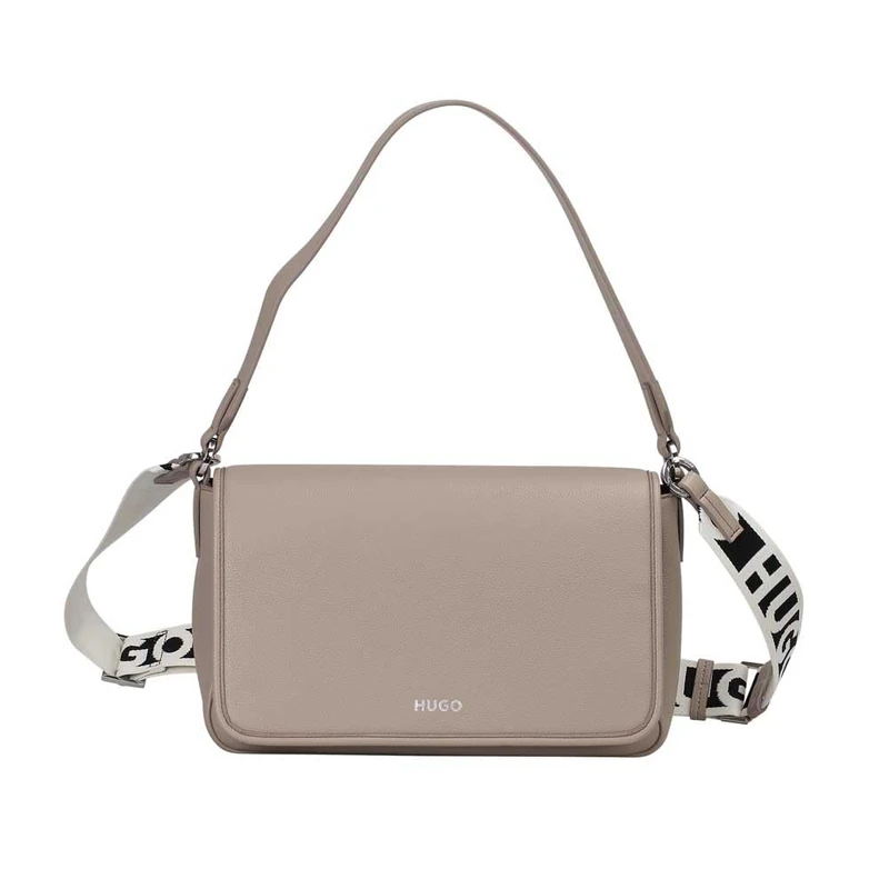 HUGO Women's Bel Shoulder Bag Flap, Dark Beige, One Size
