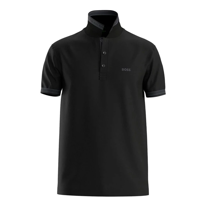 BOSS Mens HBG Paddy Polo Shirt with Contrast Tipping Short Black 6XL