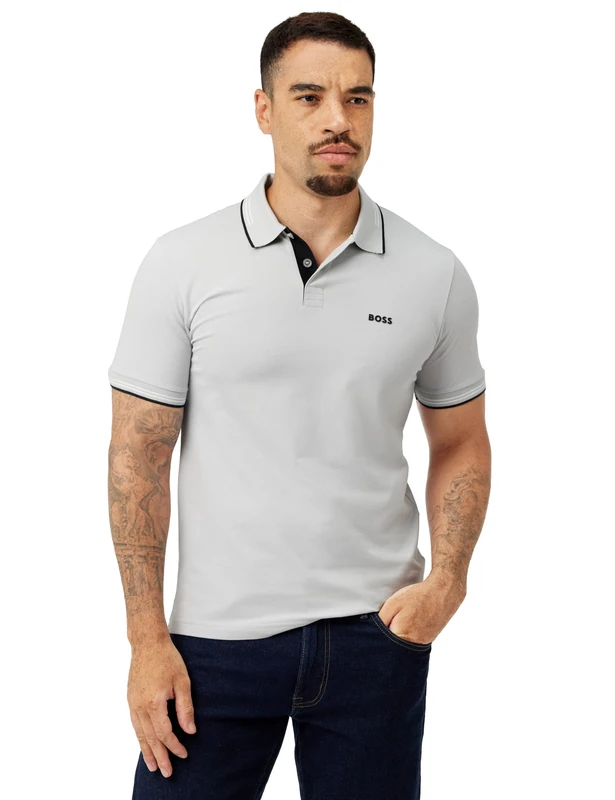 BOSS Paul Men's Polo Shirt, Light/Pastel Grey54, M