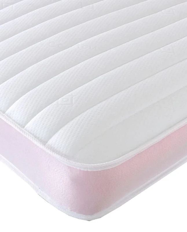 Starlight Beds – Small Single Memory Foam Mattress. Sprung 2ft6 Mattress with Pink Border (2ft6 x 6ft3)
