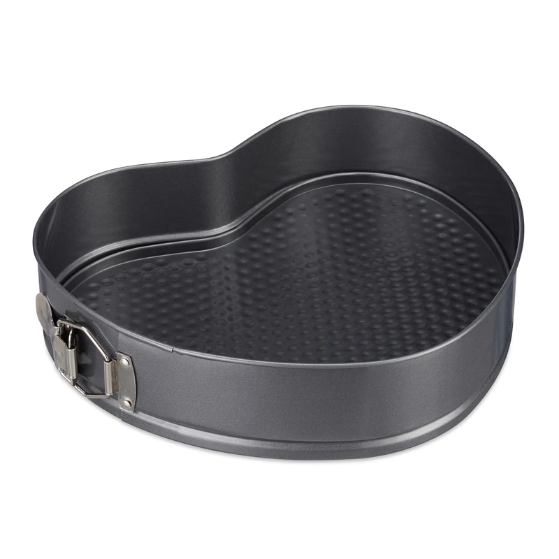 Relaxdays XL Baking Pan Heart, Romantic Cakes & Torts, Nonstick, Springform, B x W: 28.5x25 cm, Carbon Steel, Anthracite - Image 1