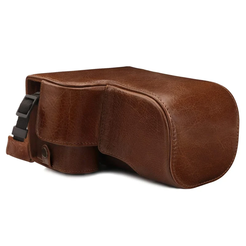 MegaGear MG1803 Ever Ready Genuine Leather Camera Case Compatible with Sony Alpha A6600 - Dark Brown