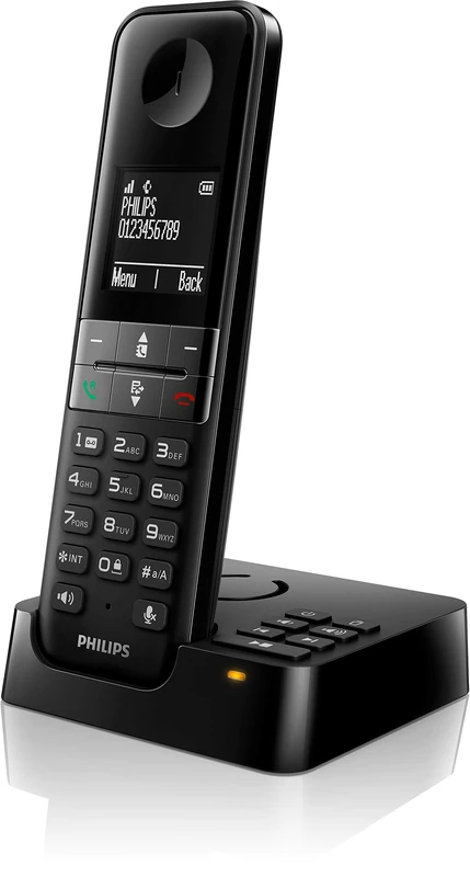 PHILIPS Cordless Telephone D4751B, Black, DECT, Caller ID, Digital Answering System, 30 min Recording, Single Keypad, Battery Powered - Image 1