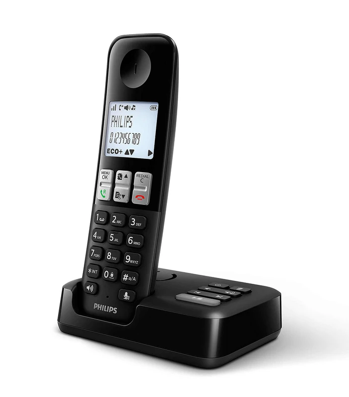 Philips D255 Cordless Telephone - DECT - 1.8 Inch Display - Plug & Play - 16 Hours Talk Time - 25 Minutes Recording Time - Image 1