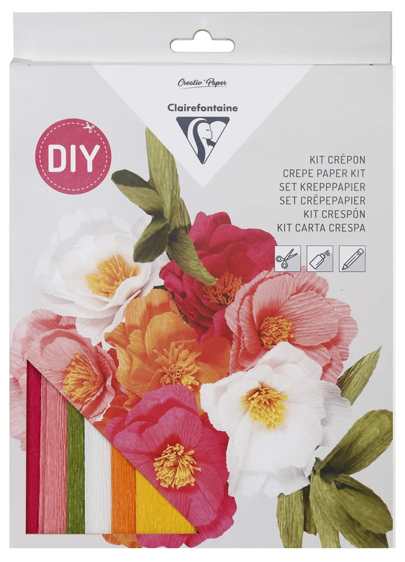 Clairefontaine 97705C Kit Crepon Florist DIY Bouquet of Flowers Paper Crepe Floral Adhesive Tape Step by Step Included Creative - leisure Arts & Crafts, medium, Magenta Pink - Image 1