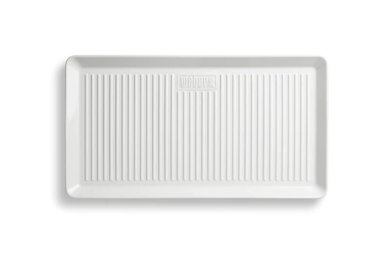 Weber Porcelain Serving Plate (40 x 22cm), Made of Extremely Durable Scratch-Resistant Hard Porcelain, Perfect for Outdoor Use, Extra Reinforced Bottom, Dishwasher-Safe - White (17884)