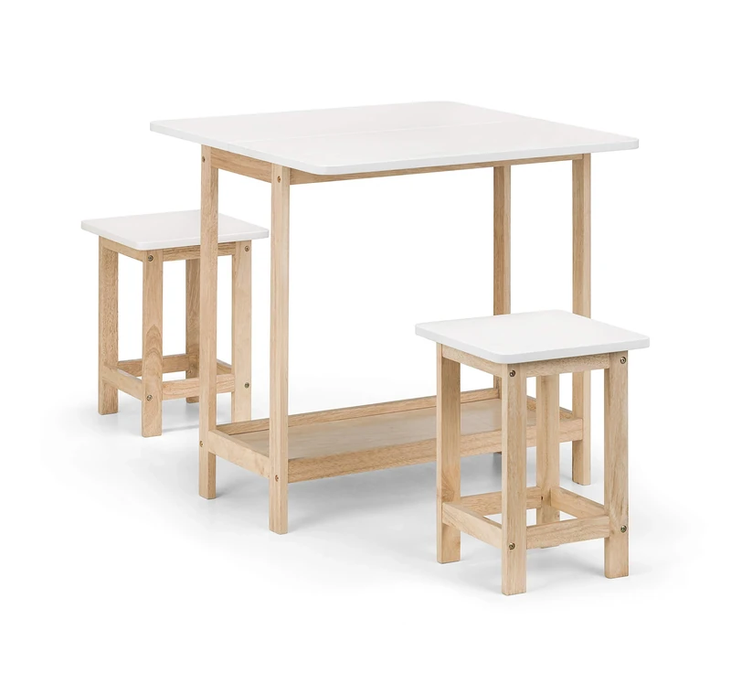Julian Bowen White Natural Bergen Bar Set - Elegant and Practical Bar Furniture for Modern Homes