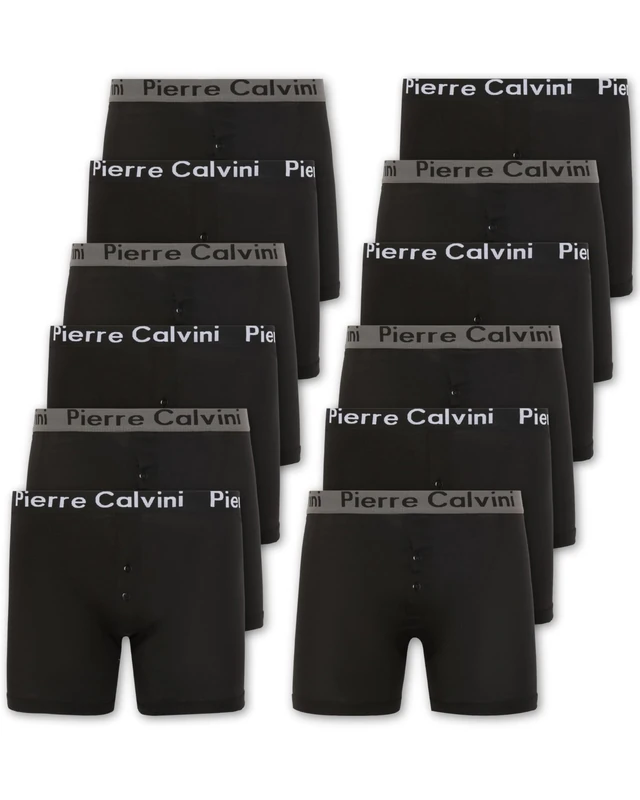 Pierre Calvini Mens Button Fly Boxer Shorts (6/12-Pack) – Anti-Chafe Fitted Mens Boxers - Soft, Breathable & Comfortable Multipack Underwear Suitable For Any Occasion - Small