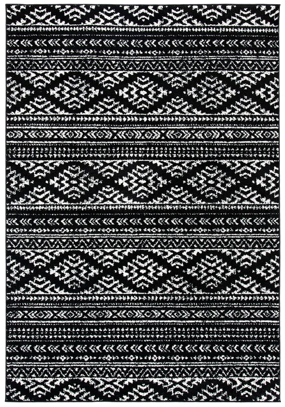 Safavieh Boho Chic Indoor Woven Rectangle Area Rug, Tulum Collection, TUL272, in Black/Ivory, 91 X 152 cm for Living Room, Bedroom or Any Indoor Space