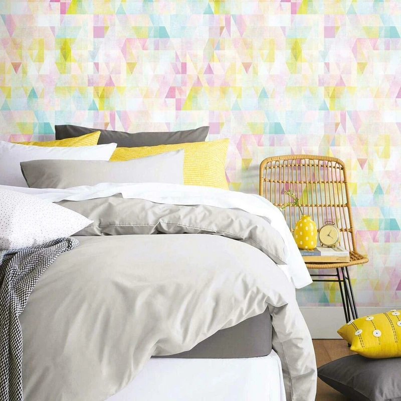 RoomMates RMK11518RL Pink and Blue Prismatic Geo Peel and Stick Wallpaper
