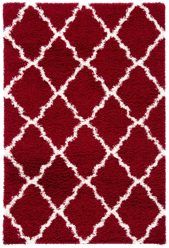 Safavieh Shaggy Rug for Living Room, Dining Room, Bedroom - Dallas Shag Collection, High Pile, in Red and Ivory, 155 X 229 cm