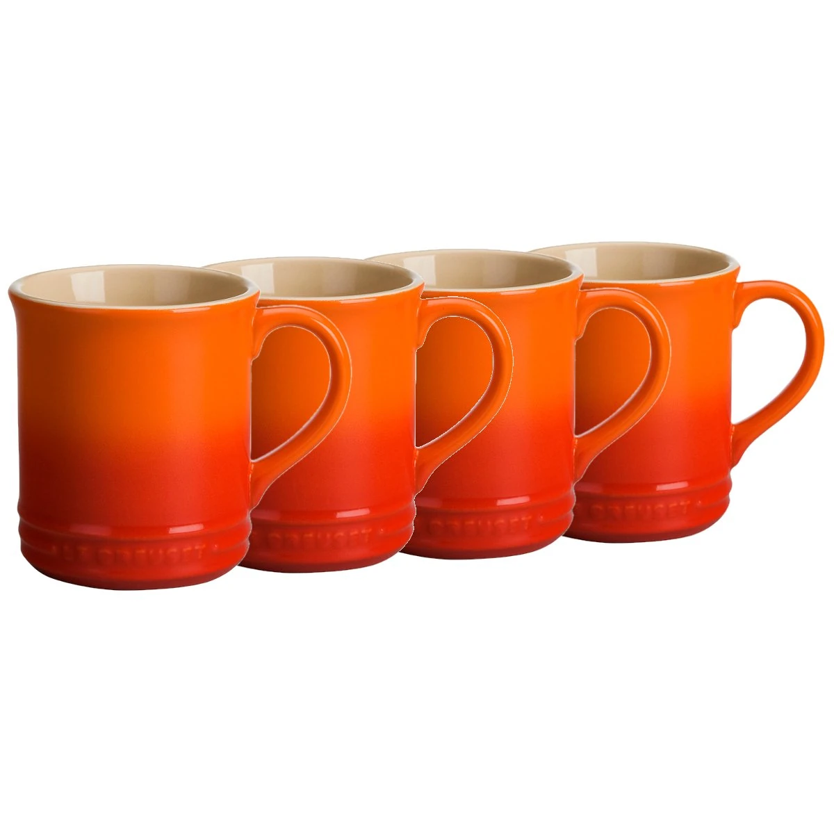 Le Creuset Stoneware Set of 4 Mugs, 14 oz. each, Flame