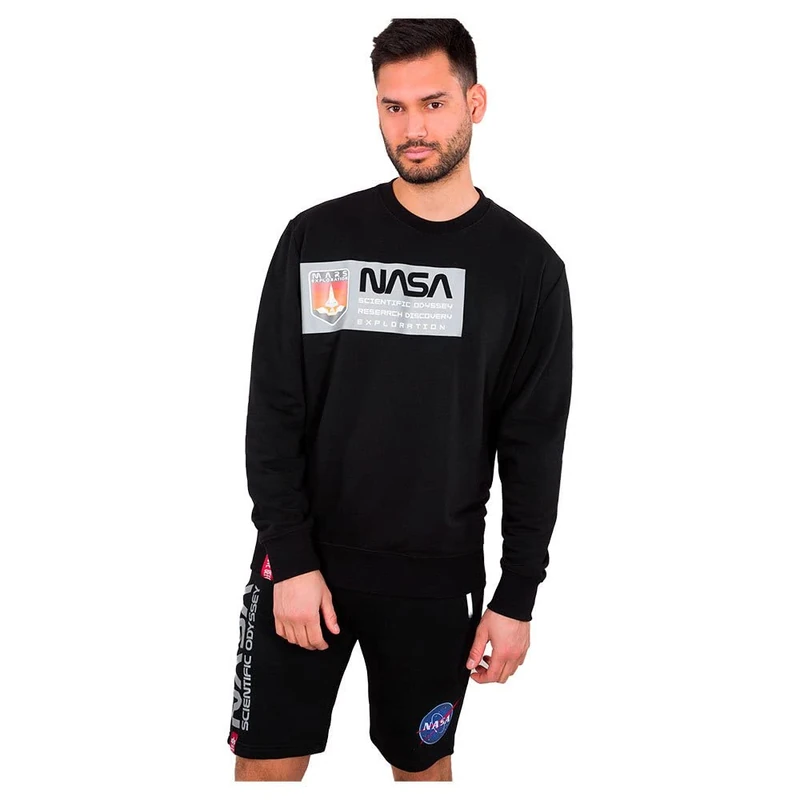 Alpha Industries Men's Mars Reflective Sweater Sweatshirt, Noir, S - Image 1