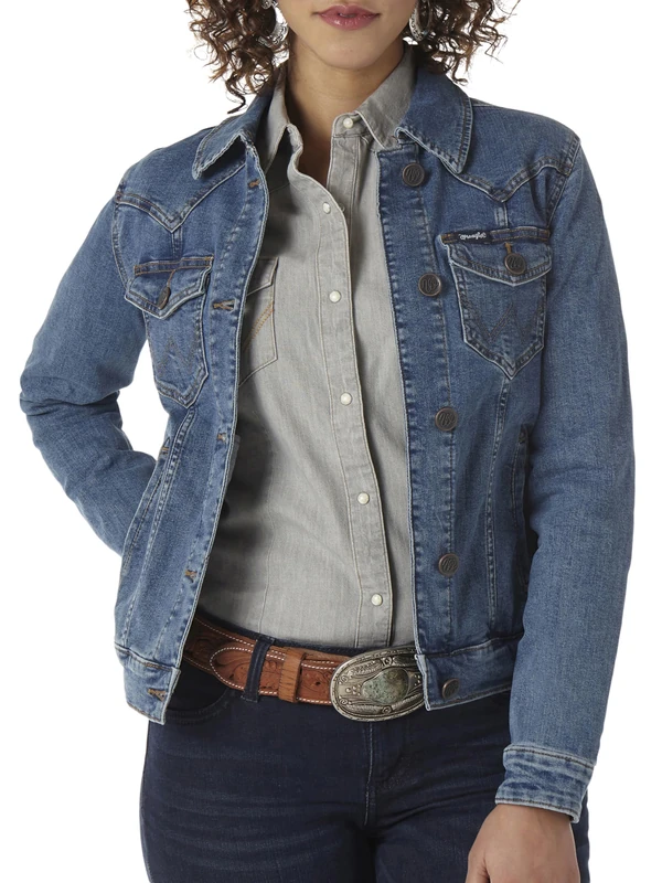 Wrangler Women's Retro Western Jacket, Dark Denim, M - Image 1